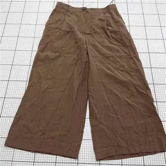 ◇ ⊂ ザラ ZARA リネン混ワイドパンツ ブラウン系 Lサイズ レディース E  【1512020004412】