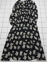 ◇ Θ ローラアシュレイ LAURA ASHLEY 花柄ワンピース ブラック系 レディース 38 E  【1512020008106】