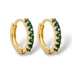 グリーン 緑 CZダイヤ ゴールド 12mm リング ピアス