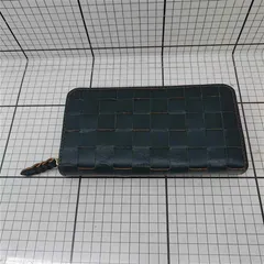 ◇ Θ ズッケロ zucchero 編み込みレザー長財布 ダブルファスナー ネイビー系 レディース E  【1512020032385】