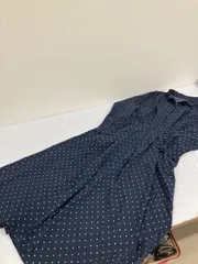 送料無料★GU ジーユー★ロングスカートワンピース　ドット柄　長袖シャツワンピース★XLサイズ　#80108suu