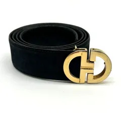 Dior クリスチャンディオール CDバックル ベルト ゴールド金具 ブラック系 フランス製　ヴィンテージ　260108002
