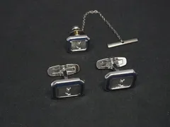 ■美品■ YVESSAINTLAURENT イヴサンローラン  ネクタイピン タイチェーン カフスボタン アクセサリー 2点セット シルバー系 DL1076