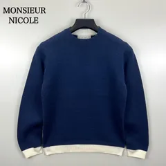 MONSIEUR NICOLE JAPAN DC two tone Acryl knit sweater 46 5462-9803 ムッシュニコル アクリルニット ツートン セーター マルイ系 カジュアル 美品