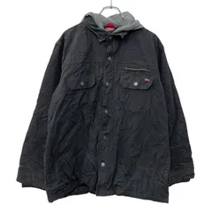 Dickies ワークジャケット L ブラック グレー ディッキーズ ジップアップ フーディー 胸ポケット スナップボタン 無地 秋冬物 a801-5233