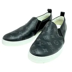 LOUIS VUITTON ルイヴィトン モノグラムエクリプス PVC/レザー スリッポン スニーカー 8 1/2 ブラック T2512-k123