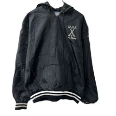 Rennoc アノラックパーカー L ブラック ハーフジップ フーディー スポーティー ロゴ刺繍 フィールドホッケー プルオーバー 春物 a801-5257