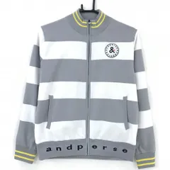 アンパスィ ジャケット グレー×白 ボーダー ワッペン 裏地付 レディース L ゴルフウェア and per se