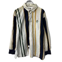 CHAPS RALPH LAUREN 長袖 ストライプポロシャツ XL ホワイト マルチカラー チャップス ラルフローレン コットン トップス 秋物 a801-5284
