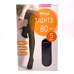 ATSUGI アツギ 80デニール タイツ 5足組 M〜Lサイズ 黒 ブラック 防寒