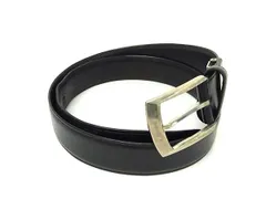 ■美品■ Aquascutum アクアスキュータム レザー シルバー金具 ベルト ビジネス 紳士 メンズ ブラック系 DL4494のサムネイル