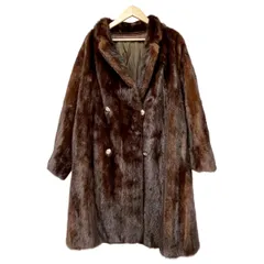 ◆◆ 毛皮ロングコート ミンク wボタン シミ有 レディース アウター ブラウン