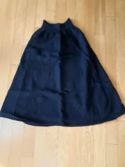 未使用)黒 Aライン ニット ロング スカート (617)