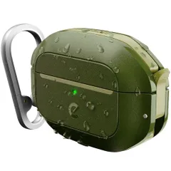 KeyBudzElement防水ケースAirPodsPro第2世代/第1世代ケースハード[米軍MIL規格耐衝撃IP68再生ポリカーボネートカラビナ付き落下防止スピーカーホール対応セキュアロック機構