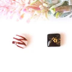 no.380　レジン　バレンタイン　チョコレート風　丸　四角　小ぶり　ピアス　イヤリング　ハンドメイド