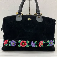 8148　FEILER フェイラー　ボストンバッグ　旅行用バッグ　ハンドバッグ　ブラック　黒　シュニール織り　花柄　レディース　シンプル　きれいめ　上品