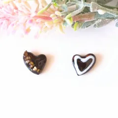 No.379　レジン　チョコレート色　大人ハート　バレンタイン　ピアス　イヤリング　ハンドメイド