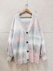 GORGE ゴージ ニット カーディガン 長袖 Vネック ボーダー ピンク系 グリーン系 マルチカラー サイズ表記なし