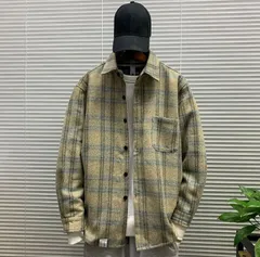 《全新未使用》 春秋新作 厚手 チェックシャツ メンズ ルーズフィット カジュアル 万能 インナー用 シャツ（K）