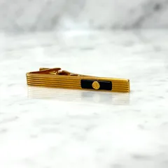 美品 dunhill ダンヒル ネクタイピン ボーダー ブラック ゴールド