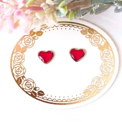 【特別価格】no.347　レジン　赤　小さい　ハート　バレンタイン　ゴールド　ピアス　イヤリング　ハンドメイド