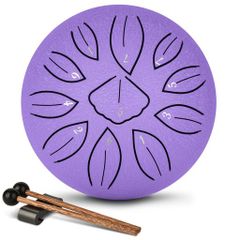 Slit Drum Steel Tongue Drum 11 Notes 6-inch Percussion Metal Drum for Yoga, Meditation, Healing, Prayer, Healing, and Fatigue Relief, Includes Music Sheet and Storage Bag (Lavender)