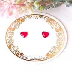 【特別価格】no.378　レジン　小さい　ハート型　バレンタイン　ダイヤカット　レッド　ピアス　イヤリング