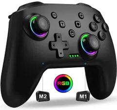 スイッチコントローラーSwitch1/2プログラム編集9色変換LEDライト光るプロコン有機elモデル対応スリープ解除TURBO連射振動6軸ジャイロセンサーSwitch/Lite/OLED/PC/Android/IOSに対応