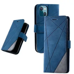 UnivoColorsiPhone14手帳型ケースカード収納スタンド機能サイドマグネットTPUケース軽量ストラップ付きQI充電対応横置き機能防指紋レンズ保護全面保護(ブルー)