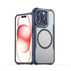 PandaBabyiPhone15ProケースMagSafe対応半透明カバー薄型耐衝撃バンパーマット質感レンズ全面保護(ブルー)