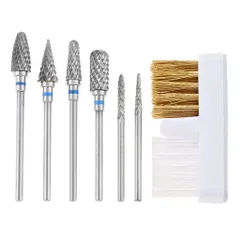 Dopheeネイルビットネイルドリル6本ネイルマシンビット2.35mm軸径ネイルオフキューティクル除去ネイルケアセット超硬ネイルマシーン用ビット爪磨き角質除去研削ネイル中粒