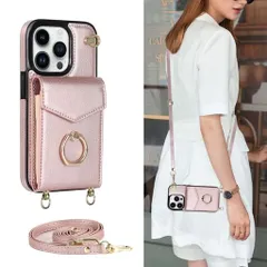 ForiPhone16ケース手帳型ショルダースマホケース斜めがけストラップiPhone16ケース背面カード収納スマホカバー肩掛け首かけ可愛い耐衝撃360°回転リングスタンド機能アイフォン16ケース保護…