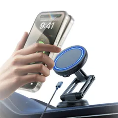 「全方位回転の15W充電式の車載ホルダー」スマホホルダー車載ホルダースマホスタンドワイヤレス車載充電器最大15w出力MagSafe対応車用携帯ホルダー超強力マグネット360°自由調整一秒着脱…