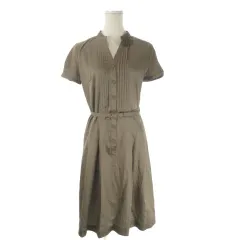 アンタイトル UNTITLED ワンピース 2 緑 グリーン カーキ Vネック 半袖 ピンタック /AO12 ■GY60