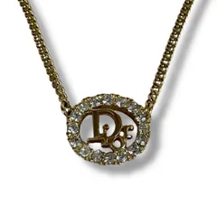 クリスチャンディオール　Christian Dior ラインストーン　オーバル型　ネックレス　ゴールド金具　ヴィンテージ