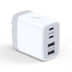 充電器(30W2*USB-C+2*USB-A)【PSE技術基準適合/PD3.0対応/30W急速充電/コンパクトデザイン】ACアダプターiPhone/Android