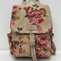 8095　Cath Kidston　キャスキッドソン　リュックサック　バックパック　リュック　バックル　ベージュ　フラワー　ローズ　花柄　レディース　シンプル　きれいめ　カジュアル