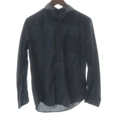 ナノユニバース nano universe シャツ長袖 胸ポケット 麻 リネン混 M 黒 ブラック /KW ■GY58