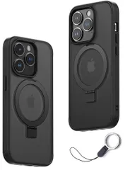 [MagSafe対応]iPhone12Miniケースマグネット搭載あいほんいphone12miniリングスタンド機能ケース[ストラップ1種付き!]半透明マットブラック指紋防止ワイヤレス充電マット感滑り止めスマホケース…