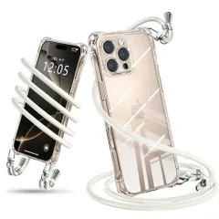 iPhone16ProケースショルダークリアiPhone16Proスマホケースアイフォン16Proカバー肩掛け斜めかけ縄掛けケース耐衝撃透明TPU薄型軽量携帯ケース紐付き斜めがけ織りストラップ付き