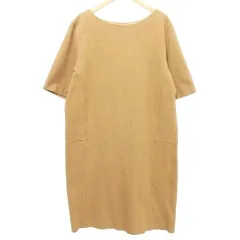 アンタイトル UNTITLED ワンピース ひざ丈 半袖 日本製 42 Mサイズ 茶 ブラウン ■GY61