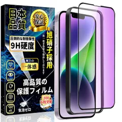 対応iPhone14Plus/iPhone13ProMaxガラスフィルムブルーライトカット【ガイド枠·1枚】旭硝子素材製アイフォン14Plus/13ProMax強化ガラスiPhone14Plus/13Pro