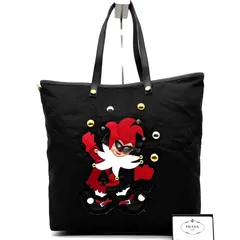 極美品 PRADA プラダ トートバッグ ピエロ ロボ 三角ロゴプレート テスートナイロン 軽量 レザー 本革 レディース ブラック ビジネス 大容量 A4 BR4428