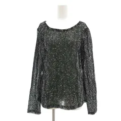 イエーガー JAEGER スパンコール ビーズ ビジュー ブラウス 長袖 102cm 黒 ブラック /UO ■GY61