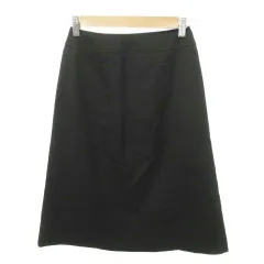 エニィスィス エニシス anySiS 美品 ウール混 ひざ丈 スカート 無地 薄手 1 Sサイズ 黒 ブラック