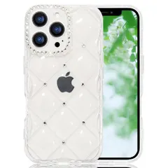 JOOBOYスマホケース対応iPhone16ProMaxケースクリアかわいいキラキラブリンブリン菱形凹凸ストーンハードかばー薄型軽量女性人気キャラクター滑り止め指紋防止ストラップホール付き衝撃吸収