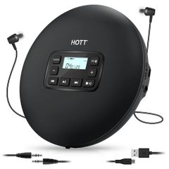 HOTTCDプレーヤーコンパクトポータブル持ち運び小型乾電池CDプレーヤーンキーロック/音飛び防止機能音楽再生/語学学習/胎児教育MP3,CD-Rなどに対応日本語説明書付き