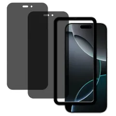 KPNS覗き見防止日本素材製iPhone16Promax用左右の視野のぞき見防止ガラスフィルム強化ガラスカバーいphone16promax横から見えない保護フィルムガイド枠付き【2枚セット】