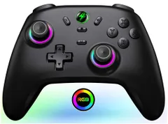 SwitchコントローラーSwitch1/2RGBライトスイッチコントローラーBluetooth接続16時間使用1000mAh大容量6軸ジャイロセンサー3階段TURBO4段階HD振動スリープ解除