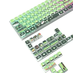 新品 ゲーミングキーキャップ キートップ PBT 半透明 昇華印刷 熱昇華 120キー 森 フルキー対応 ASAプロファイル61/64/68/75/78/84/87/96/98/100/104/108キーボードに適用 Cherry MX/Gateron/Kai